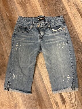 Rewind Medium Blue Distressed Denim Shorts